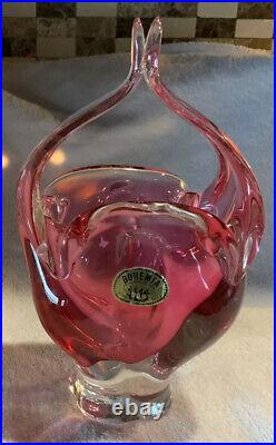BOHEMIA CHECHOSLOVAKIA Hand Blown Glass Vase