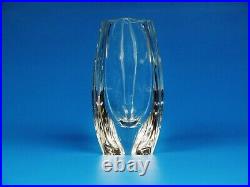 Baccarat Crystal Bouton D'Or three sided glass vase signed. 7 1/2 Height