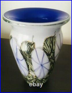 Beautiful David Lotton Floral Heavy Art Glass Vase Dated & Signed