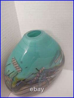 Beautiful Graffiti Helix 1987 By Daniel Edler Signed Heavy Art Glass Vase