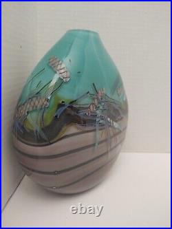 Beautiful Graffiti Helix 1987 By Daniel Edler Signed Heavy Art Glass Vase