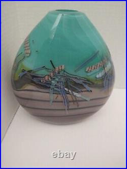 Beautiful Graffiti Helix 1987 By Daniel Edler Signed Heavy Art Glass Vase