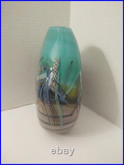 Beautiful Graffiti Helix 1987 By Daniel Edler Signed Heavy Art Glass Vase