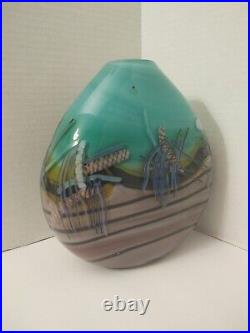 Beautiful Graffiti Helix 1987 By Daniel Edler Signed Heavy Art Glass Vase