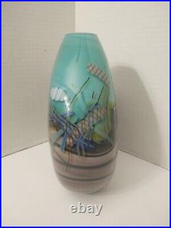 Beautiful Graffiti Helix 1987 By Daniel Edler Signed Heavy Art Glass Vase