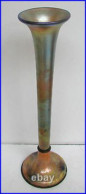 Beautiful Louis C. Tiffany Signed Favrile 12 Inch Tall Fluted Flower Vase
