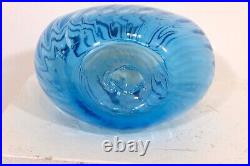 Blenko Bella Boca Hand Signed Blue Glass Vase Model 1008 Mid Century Modern