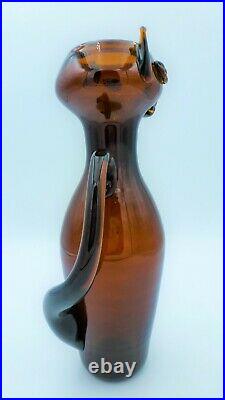 Blenko Cat Pitcher in Amber #559 Hand Signed By Wayne Husted
