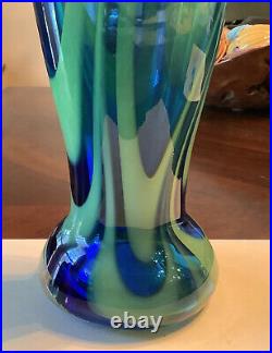 Blenko Glass Company FIRE and ICE tall Vase Sign by Matthew Carter 2002