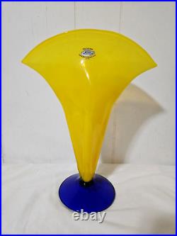 Blenko Glass Vase-2000 hand-signed by Richard Blenko- Original Tag