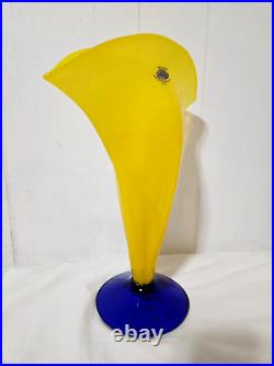 Blenko Glass Vase-2000 hand-signed by Richard Blenko- Original Tag