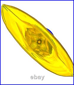 Blenko Glass Vase Fan Shape Signed, Labeled Richard Blenko 2000 YellowithBlue
