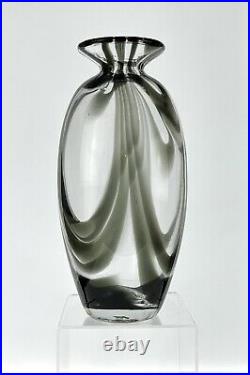 Blenko Handmade Glass 3403 Vase in Plum Swirl Signed