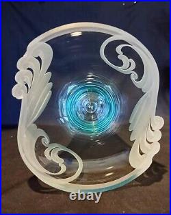 Bob Guenther Jorge Luna Art Glass Vase Jade Green Frosted Venetian Design Signed