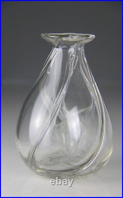 Brian Lonsway Modern Clear Multi Chambers Studio Art Glass Vase Signed
