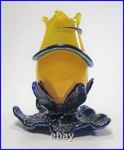 Bright Iridescent LOETZ Art Nouveau Water Tulip Art Glass Vase c. 1918 Signed