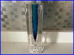 Buzz Blodgett Blue Controlled Bubble Art Glass Vase Signed And Dated Nice