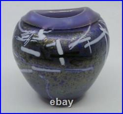Canadian Artist James Jim Norton Purple Studio Art Glass Vase Signed 1987