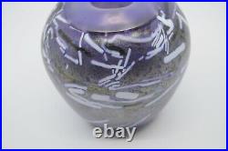 Canadian Artist James Jim Norton Purple Studio Art Glass Vase Signed 1987