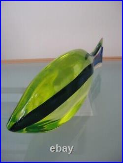 Cenedese Italian Art Glass Murano Uranium Glass Fish / signed