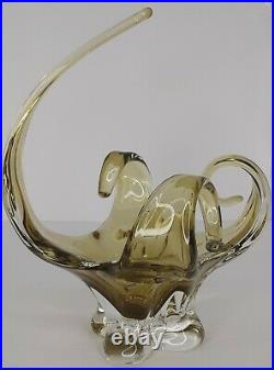 Chalet Art Glass Olive Vase Chantili Bowl Spike and Curl MCM Rare Signed