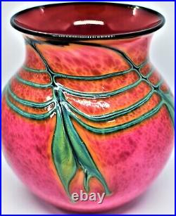 Charles Lotton Beautiful Pink Art Glass Vase Signed & Dated