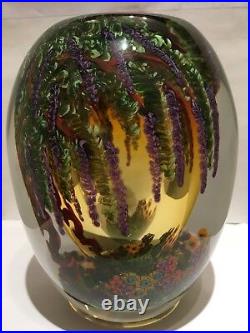 Chris Heilman Wisteria 1999 Studio Paperweight Art Glass Vase 7 1/4H x 6W Nice