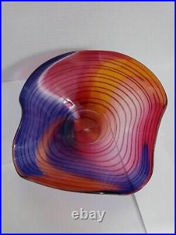 Cindy McQuade Fluted Vase Designer Art Glass Ruffled Fluted Top Vintage Signed