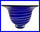 Cobalt-Blue-Swedish-Glass-Bowl-Vase-Centerpiece-Hand-Blown-Signed-Sticker-VTG-01-orsd