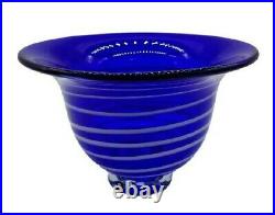 Cobalt Blue Swedish Glass Bowl/Vase/Centerpiece, Hand Blown Signed +Sticker, VTG
