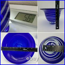 Cobalt Blue Swedish Glass Bowl/Vase/Centerpiece, Hand Blown Signed +Sticker, VTG