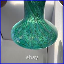 Cohn Stone 1994 Signed Studio Glass Art Hand Blown Teal Vase 9