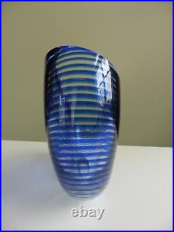 Correia Art Glass Vase SIGNED Studio Hand Blown Cobalt Blue Sculpture STUNNING