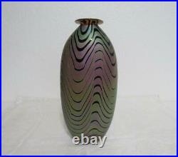 Craig Zweifel Iridescent Art Glass Waves Vase 9.5 Stunning Hand Signed 2000