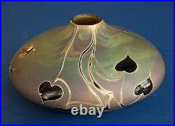 Craig Zweifel-studio Art Glass-aurene-hanging Hearts Vines-vase-signed-5 1/4x3