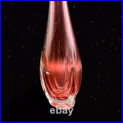 Cranberry Art Glass Vase Tall Sign M Tampa 1998 Vintage 10T 2.5W Vintage