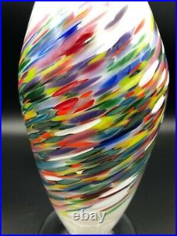 Crystal Forge Art Glass Vase, Signed, 10 1/8 Tall, 4 Widest
