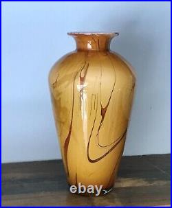 D And J La Chaussee Vase Hand Blown Vintage Art Glass Signed 1991 USA 9 Inch