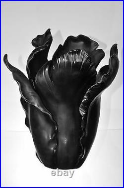DAUM Tulip Black Large Vase Limited Edition Signed NIB