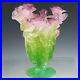Daum-France-Crystal-glass-Pate-De-Verre-7-Vase-Pink-Roses-green-leafs-signed-01-wyaj