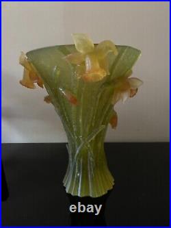 Daum Jonquille Daffodils large vase 9.75