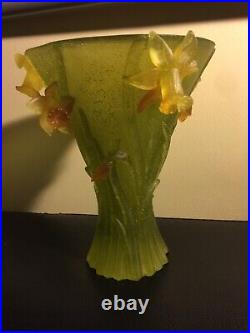 Daum Jonquille Daffodils large vase 9.75