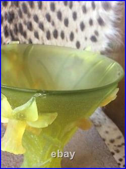 Daum Nancy France Yellow Daffodil Flower 9 5/8 Tall Crystal Vase Signed $4450