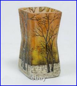 Daum Nancy glass vase snow winter landscape