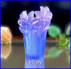 Daum Pate De Verre French Crystal Amaryllis Vase New in Box