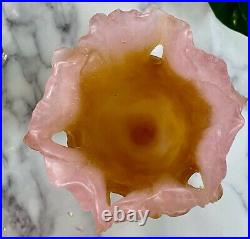 Daum Pate De Verre French Crystal Hibiscus Pink Vase Excellent Condition