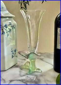 Daum Pate De Verre Herbier Nature Vase 8.9 Tall New Trumpet Shape Signed Nice