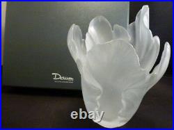Daum Vase Tulip White Frosted Botanics 6 1/2 5213-3 Signed Nib