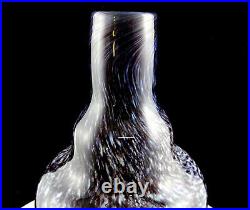 David F Signed Art Glass Multi Colored Spattered Gray To Amber Large 10.75 Vase