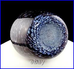 David F Signed Art Glass Multi Colored Spattered Gray To Amber Large 10.75 Vase